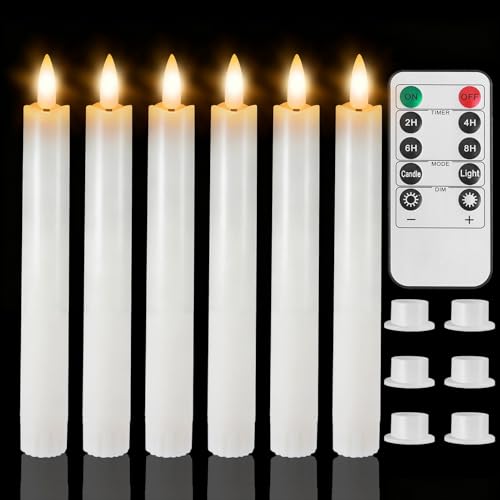 wiipara 6 Stück Flackernde LED Stabkerzen mit Timerfunktion,...