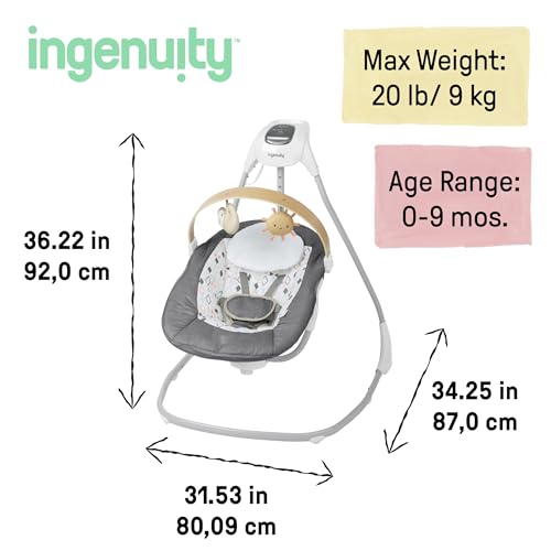 Image of Ingenuity SimpleComfort Portable Baby Swing, Newborn to 9 Months, Parker