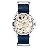 Timex Men's TW2T29200 Weekender 40mm Blue/Cream Nylon Slip-Thru Strap Watch