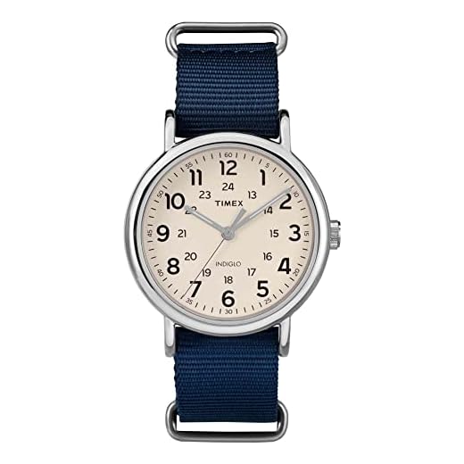 Timex Men's TW2T29200 Weekender 40mm Blue/Cream Nylon Slip-Thru Strap Watch