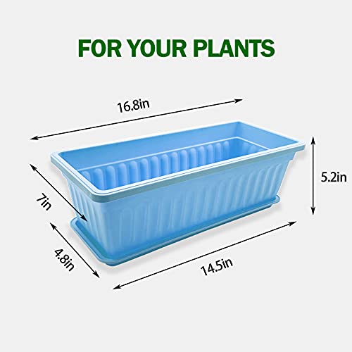 Purple Star 1N 4 Packs 17 Inch Rectangular Window Flower Box Planter With Tray For Balcony,Windowsill,Garden #TOP1