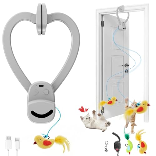 Image of CATPICK Interactive Cat Toys for Indoor Cats - Automatic Flying Bird & Mouse Doorway Hanging Toy, USB Rechargeable Electric Kitten Toy for Hunting Instinct, Enrichment & Exercise, 2 Birds & 1 Mouse