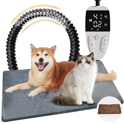 YFFU Heizdecke für Katze Hunde 70x45cm,wasserdichte Haustier Heizkissen Katze mit Thermostat Einstellbarem Timer und Temperatur regler,Heizmatte Hund für Warme Welpen im Winter,Zwei Bezüge YFFU Heizdecke für Katze Hunde 70x45cm,wasserdichte Haustier Heizkissen Katze mit Thermostat Einstellbarem Timer und Temperatur regler,Heizmatte Hund für Warme Welpen im Winter,Zwei Bezüge