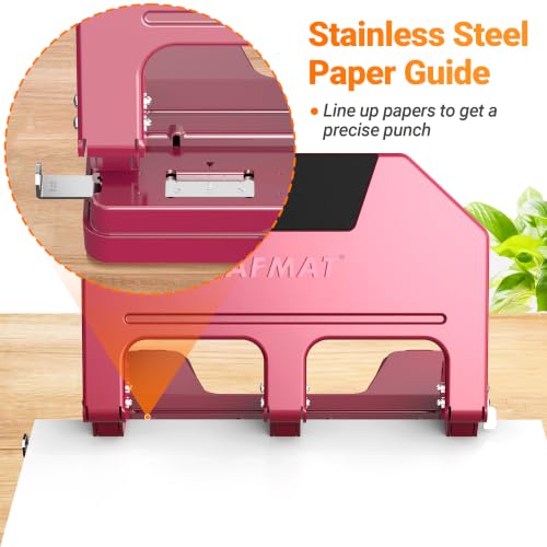 Image of AFMAT 3 Hole Punch Heavy Duty, 9 /32 inch Hole Diameter, 50-Sheet 3 Hole Puncher for Binder, 50% Reduced Effort, Metal Three Hole Punch w / 10,000+ Uses, Bulit-in S.S. Paper Guide, Large Chip Tray, HPX5