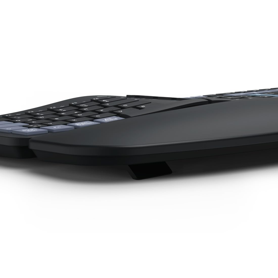 Hama ergonomische Tastatur kabellos, Multi-Device 1x Funk, 2X Bluetooth | Keyboard schwarz, geschwungene Form, geteiltes Tastenfeld, anpassbarer Tippwinkel, Handballenauflage, QWERTZ DE