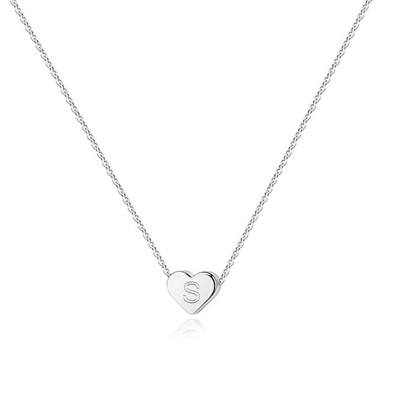PAVOI 14K Gold Plated Tiny Heart Necklace | Dainty Necklace for Women | Personalized Letter Heart Choker | Adjustable Slider