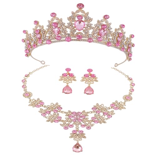 Conjunto de joyas para boda que evita alergias y combina corona con collar