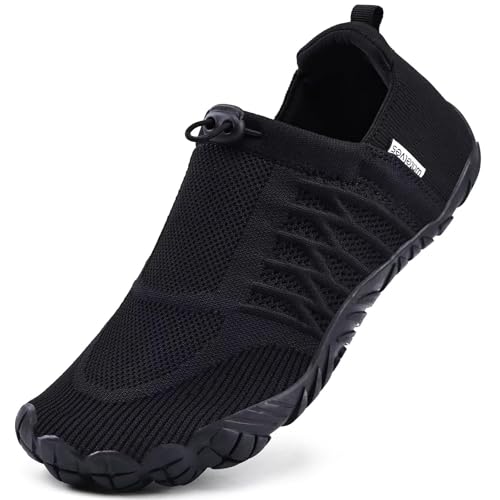 WateLves Barfußschuhe Hausschuhe Herren Damen Leichte Indoor Outdoor Traillaufschuhe Zehenschuhe Minimalistische Unisex(Schwarz 43)