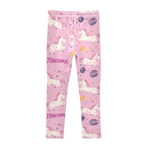 Girls Leggings Unicorn Plants Star Pink Kids Length Leggings Pants Athletic Yoga Pants Toddler Tights Trousers 4T2