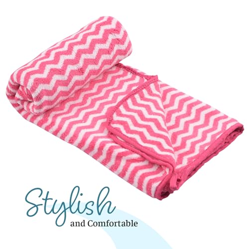 Image of Kuber Industries 5 Pcs Microfiber 19x38 Inch Soft Face Towels for Women and Men | 280 GSM Quick Dry & Absorbent Hanging Hand Towels for Wash Basin Bathroom, Kitchen and Home | Zig Zag - Pink