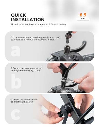 Image of ROCKBROS Motorcycle Phone Mount, Motorcycle Phones Holder with Security Lock, Shockproof Phone Holder for Motorcycles, Adjustable Motorcycles Phone Holder Mount, Suitable for 4.7 inch-6.8 inch Phone