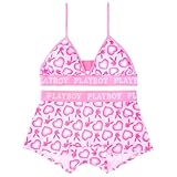 PLAYBOY Women's Amazon Exclusive Juniors Ladies Print Underwear and Bra Sets in Sizes XXS-XL, 2-Pack Pink Bunny and Hearts, Small