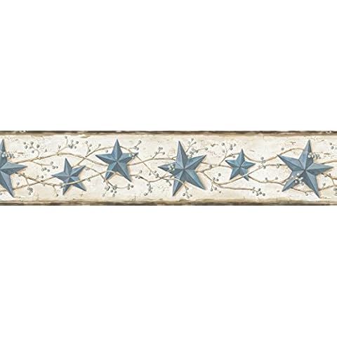 Chesapeake Blue Heritage Tin Star Wallpaper Border Cover