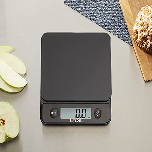 Taylor Glass Top Food Scale With Touch Control Buttons, 11 Lb Capacity, Black #TOP4