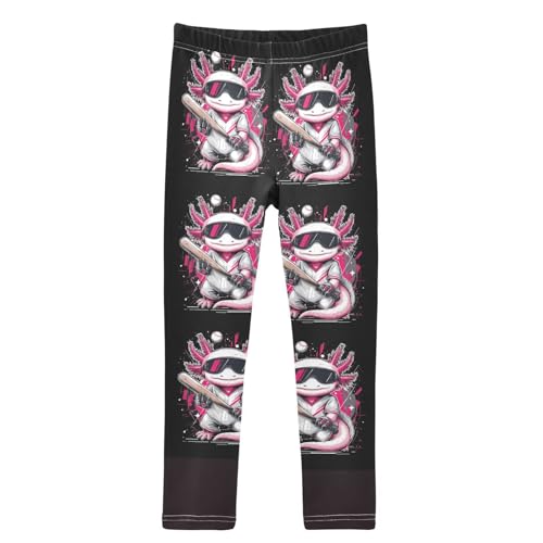 Boccsty Cute Softball Axolotls Girls Leggings Kids Yoga Pants Dance Active Tights 4T