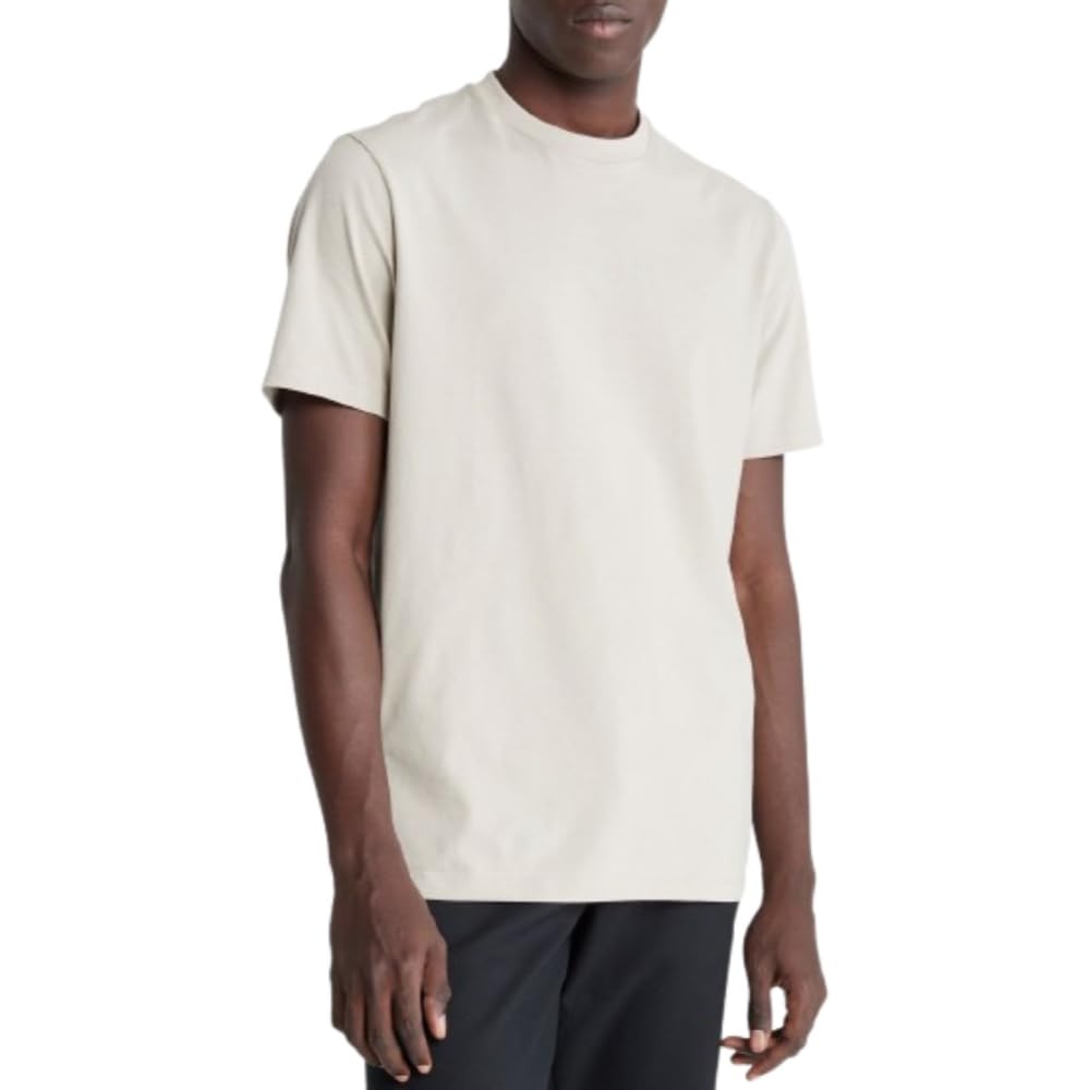 Calvin Klein Men's Plaza Taupe Plain Cotton Crew Neck T-Shirt L