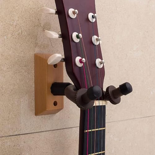 Soporte de pared para guitarra, gancho de madera dura para guitarras acústicas, clásicas, eléctricas, bajo, ukelele, soporte duradero y seguro para una fácil visualización y almacenamiento