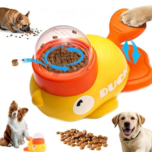 Duck Dog Treat Dispenser Toy for Small Breeds - Interactive Slow Feeder Puzzle & Food Dispensing Toy, Mental Stimulation Puppy Chew Toy for Healthy Digestion & IQ Training (Yellow)