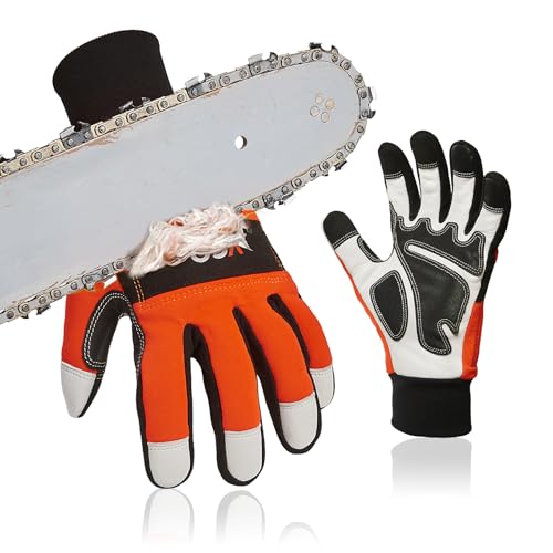 Vgo... 1paire de gants pour tronçonneuse,12 couches de protection pour tronçonneuse,sécurité des gants de travail en cuir de chèvre,gants de mécanicien(GA9767CS)