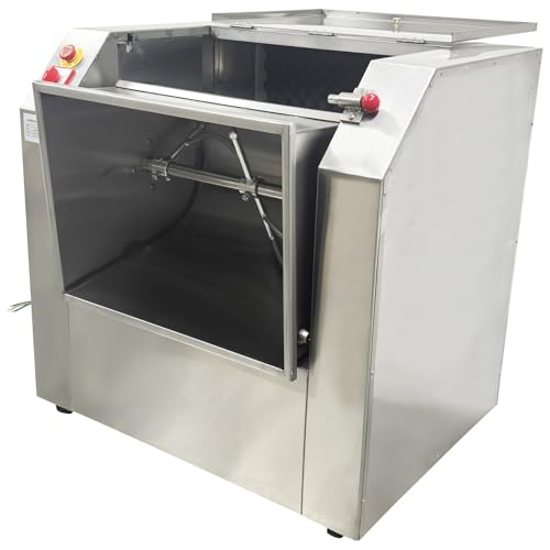 Yokoma 50KG/100QT Commercial Dough Mixer Machine, 110V 3000W Stainless Steel Electric Flour Kneading Mixing Machine, Vegetable Meat Blender, Rotary Bowl, for Kitchen and Restaurant
