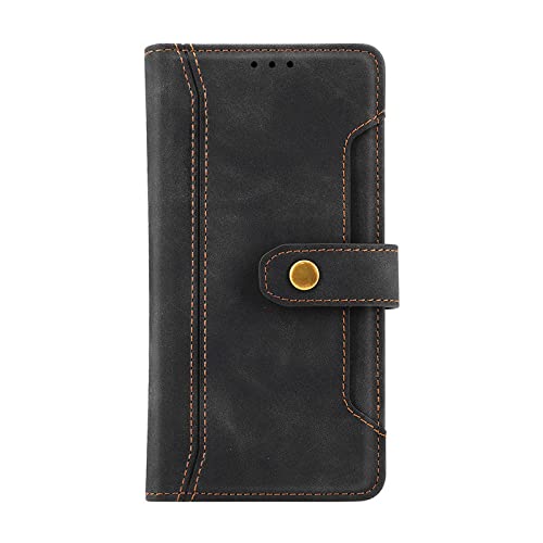 Étui portefeuille en cuir noir avec fentes pour cartes pour iPhone 13 Mini