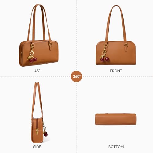 Image of BOSTANTEN Shoulder Bag with Cherry Charm Vegan Leather Purse for Women