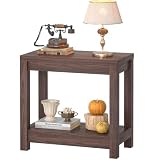 Besiost Farmhouse End Table, Narrow Side Table, Slim End Table with Storage Shelf...
