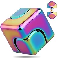 LNCOJOLM Finger Spinnerメタルハンドスピナー変形可能なこま 焦げ防止と疲労ストレス防止に最適な金属製フィジェットおもちゃ オフィスの教室を飾るデスクトップおもちゃ 2-in-1 キューブおもちゃ