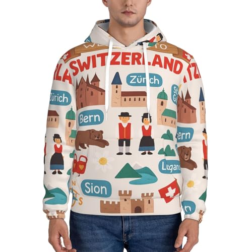 Pull à capuche haut de gamme imprimé Suisse pour homme
