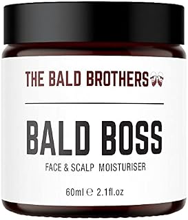 The Bald Brothers Bald Head Care with Apricot Seed Oil | Post Shave Cream | Hydrates & Protects, Vegan, No Grease | Bald Boss Day & Night Moisturiser | No Fragrance | 60ml Glass Jar
