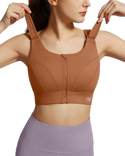 Image of Adjustable High Impact Sports Bras for Women Zip Front Full Coverage and Lift Padded Compression Tops