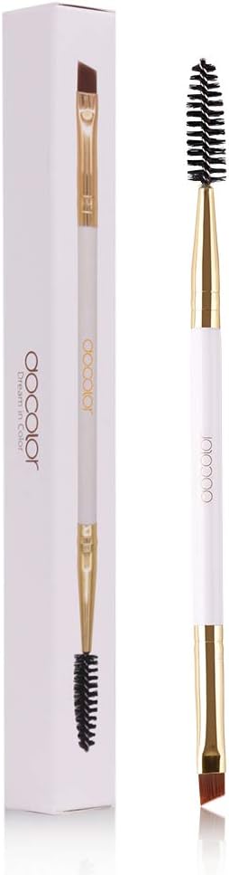 docolorEyebrow Brush Eyelash Brush Professional Double Angle Comb for Eyebrows/Eyelashes, Ideal for Eyelashes and Eyebrows White, One Piece