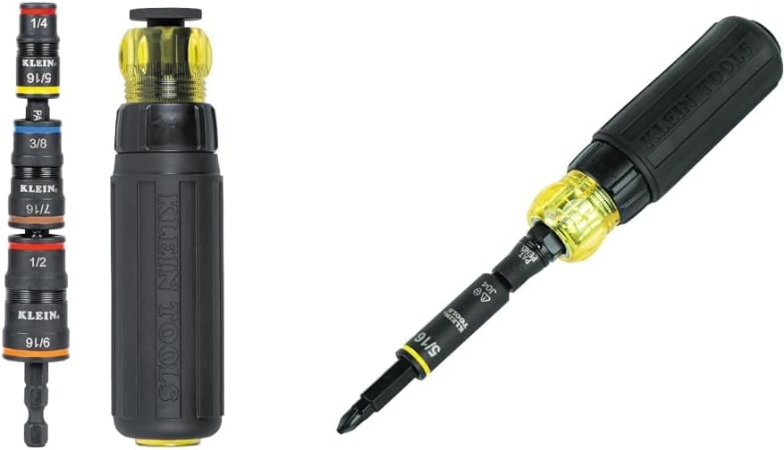 Klein Tools 7-in-1 Impact Flip Socket Set with Ratcheting Handle plus 11-in-1 Ratcheting Screwdriver/Nut Driver