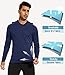 MAGCOMSEN Mens Long Sleeve Hoodie for Men Rash Guards Sun Shirts UV Protection with Hooded Fishing Athletic T-Shirt Workout Shirts Navy