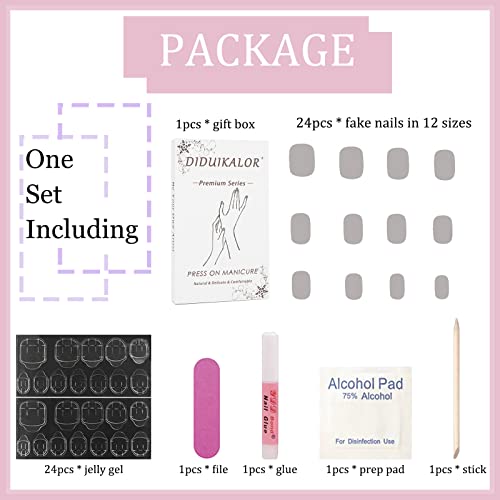Diduikalor French Press On Nail Short Square Nude French White Tip Glue On Nails With False Nails Flash Diamond Glossy Fake Nails Artificial Stick On Nails Full Cover Static Nails For Women 24Pcs #TOP4