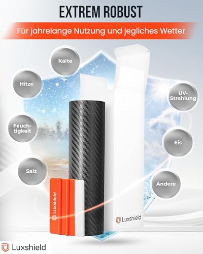 Luxshield Carbon Folie 12x100cm für Auto, Motorrad, Bike - selbstklebend, Meterware aus DE