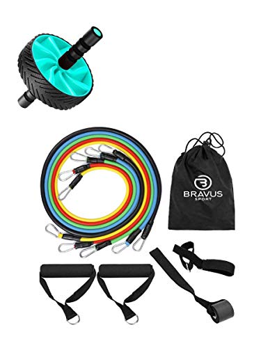 Kit Elástico Tubing Basic 11 Peças + Roda Abdominal Basic