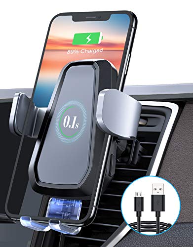 [Upgraded] VANMASS 10W Wireless Car Charger Mount, Auto Clamping, Qi Thermostasis Fast Charging, Air Vent Holder Compatible with iPhone 12 Pro 11 XR XS X 8, Samsung S21 S20 S10 S9 Note20 10, Grey