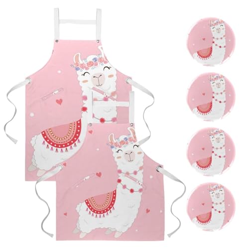 Tablier de serveuse rose lama lot de 2 idéal bistrot et restaurant