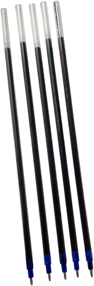 Smooth Writing Ballpoint Pen Refills, Black with Blue Ink, Standard Size, Pack of 5