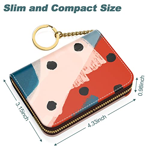 Image of Nipichsha Credit Card Holder, Small RFID Card Wallet for Women, Slim Leather Card Holder Wallet, Morandi Art, 4.33 x 3.15 x 0.98 inches, Fashions