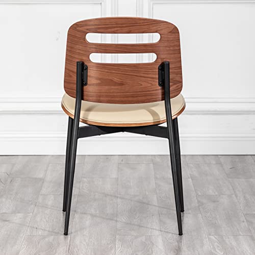 Lunling Mid Century Modern Dining Chairs Set Of 4,Beige Upholstered Side Chairs,Sturdy Metal Legs Chairs,Adjustable Foots For Kitchen Dining Room Desk Chairs #TOP3