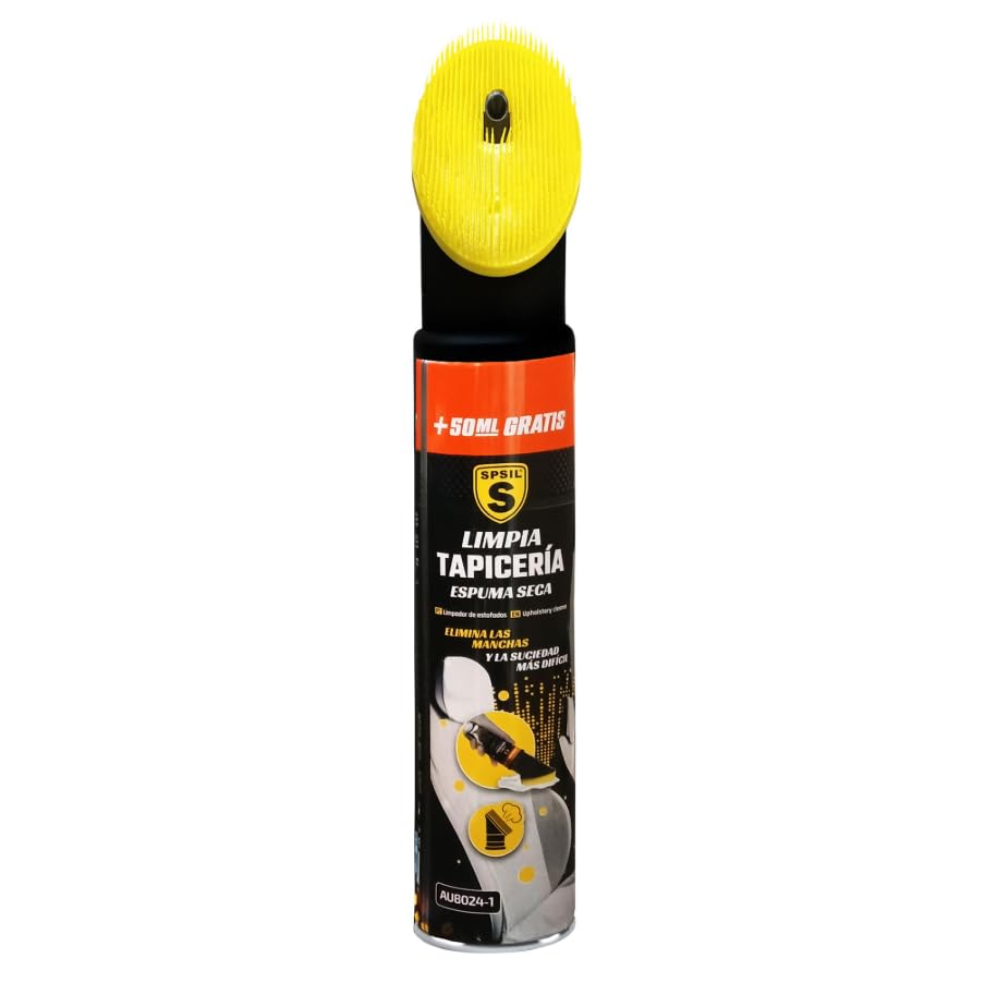 SPSIL Limpiador en Espuma para Sofás y Alfombras, Limpieza Profunda en Seco, Elimina Manchas y Olores, Cepillo Integrado, Fórmula Suave 450ml