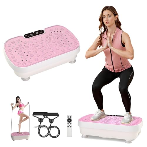 Plataforma vibratoria para el hogar – Placa vibratoria dispositivo de vibración con 3 modos de entrenamiento, capacidad de carga de 150 kg Silencioso Fitness Masaje Vibración Tabla Disminución