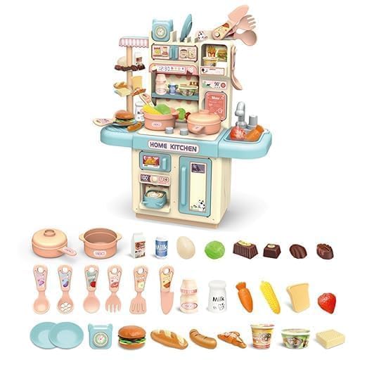 Image of Modern Kitchen Playset Toy for Kids - Dream Pretend Play Kitchen Set with Light-Up Stove, Working Sink, Cooking Accessories, Multicolor Fun Role Play Toy for Boys & Girls