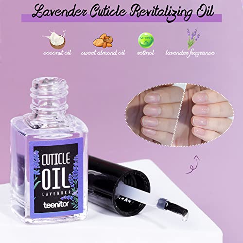 Clear Almond Nail Tips Full Cover, Teenitor Short Almond Nail Tips With Glue, 600Pcs Clear Short Almond Fake Nails For Nail Extension, 2 Set Nail Stand For Press On Nails, Cuticle Oil, Nail File Buffer #TOP6