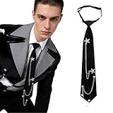 Floruvia Damen Schwarze Krawatte, Vorgebundene Krawatte mit Metallkette, Verstellbare Wiederverwendbare Krawatte 33cm x 6.7cm für Business und Hochzeit
