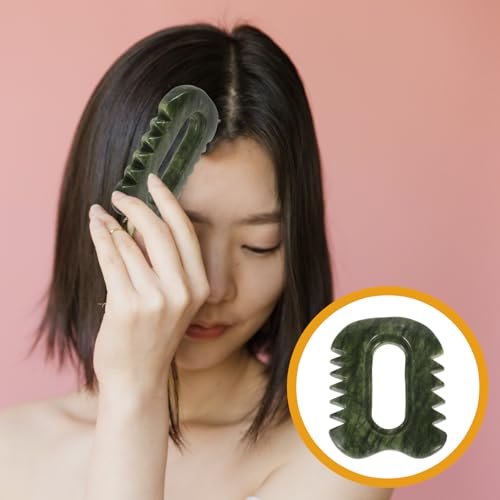 Abaodam Peine Gua Sha de Piedra Natural (10,2x7,8 Cm) Cepillo Masajeador Corporal Cuero Cabelludo Herramienta para Raspar Relajación en Casa y Viaje - imagen 9