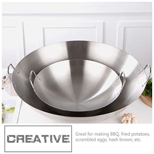 PATKAW Panela De Paella Panela De Aço Inoxidável Wok Frigideira Chinesa Para Fogão De Indução Fogão
