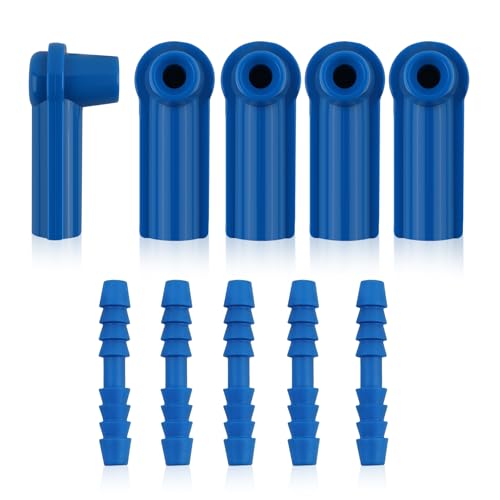 Image of 5PCS Brake Bleeder Kit Connector,Brake Fluid Bleeder Kit Bleeding Adapter Joint for Quick Brake Fluid /Air Changes,Brake Bleeder Hose Connector Fit Brake Bleeder Bottle,Vacuum Brake Bleeder (Blue)